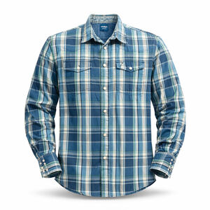 Vtg Wrangler Men's Western Pearl Snap Heavyweight Shirt Blue Plaid Sz L